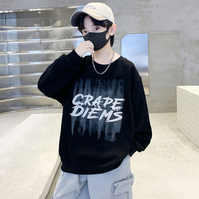 日本无印mu男童加绒卫衣2025新款儿童帅气时髦炸街上衣男孩酷帅中