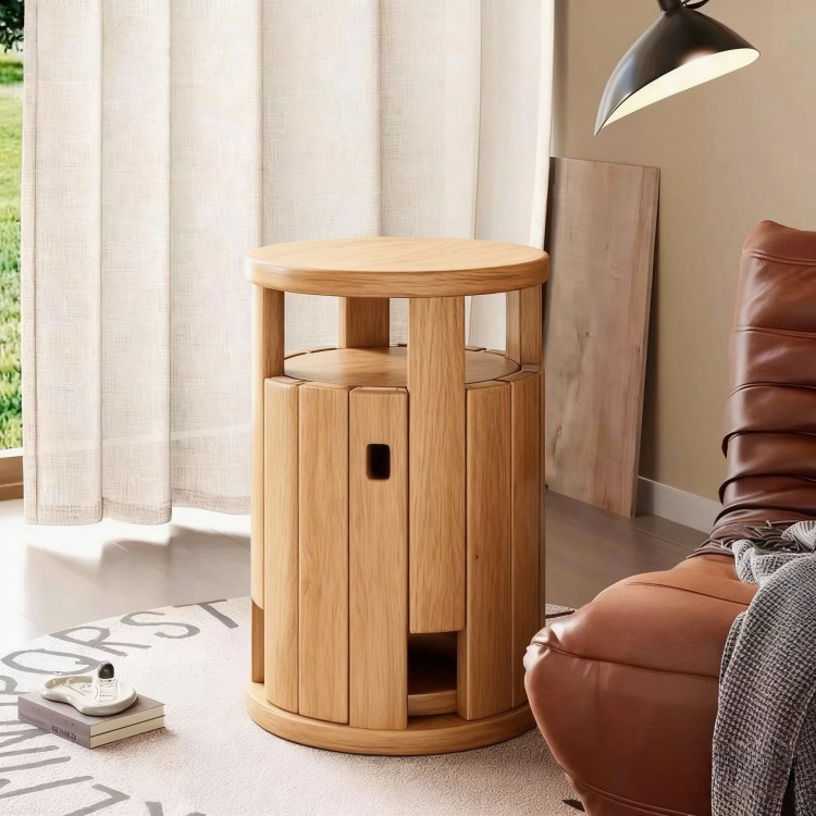 日本无印mu叠叠乐凳子可叠放凳子圆凳实木家用茶几客厅收纳可移动