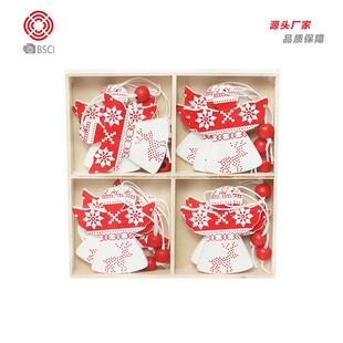 圣诞节装 亚马逊跨境新品 饰品木制组合红白欧美风挂饰圣诞树挂件