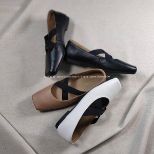 巨软复古别致交叉带修脚显瘦平跟真皮芭蕾鞋 纯原 无法取代舒适