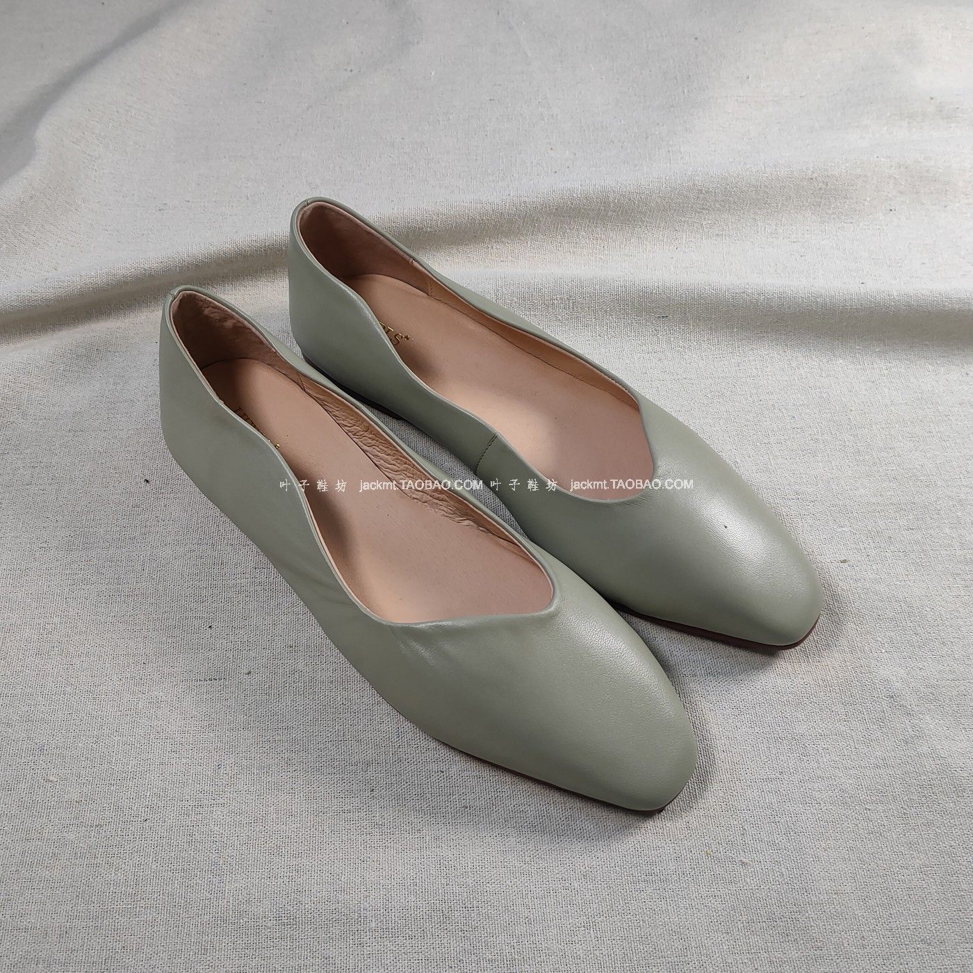 仅1对~纯原！钟爱的小众风 花边洋气打腊牛皮绿色芭蕾舞平底鞋 40,女鞋,浅口单鞋,淘宝优惠券,粉丝福利购,淘宝优惠卷