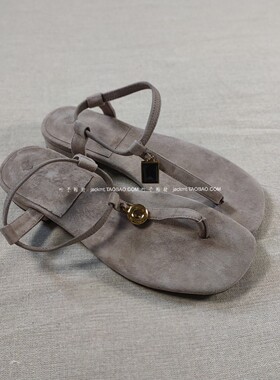 仅3对~纯原！牛货~欧美贵气 沙色罗马羊绒真皮人字凉鞋真皮底女