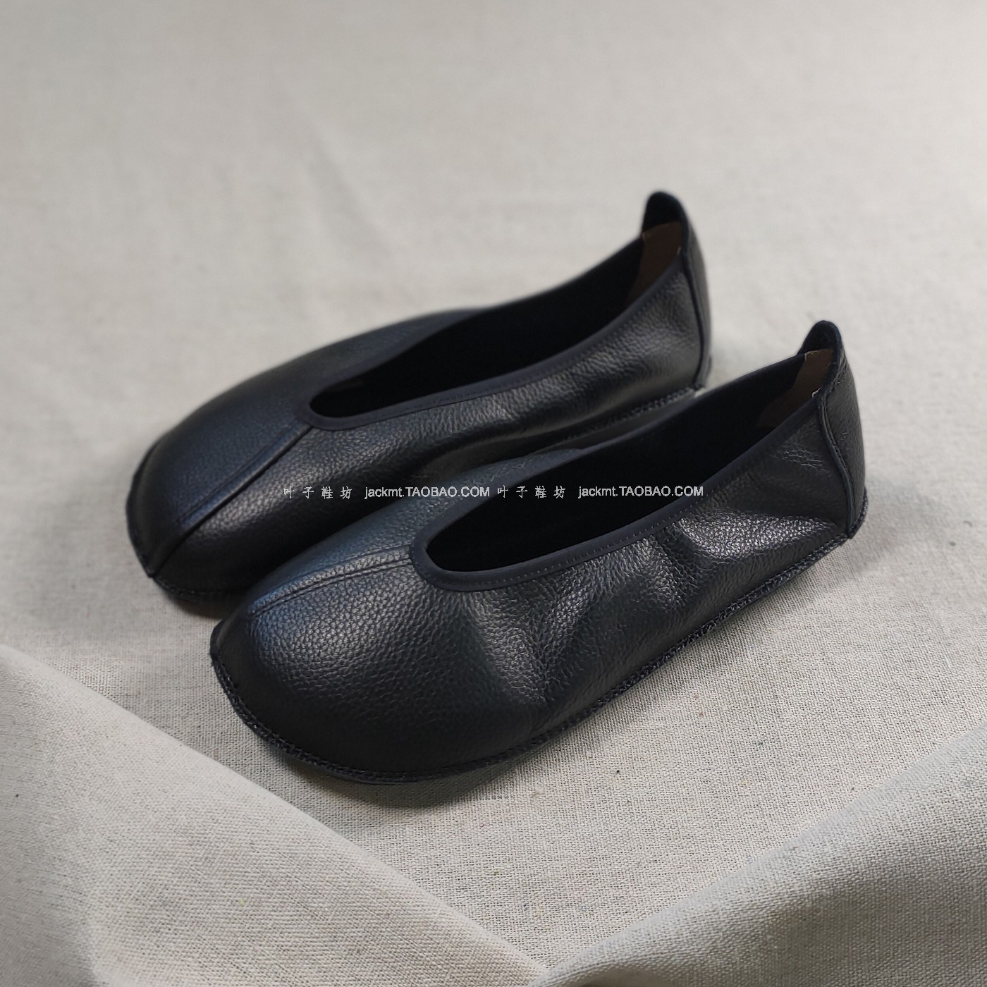 仅1对~纯原！无法取代舒适复古洋气大头百搭黑色真皮手工芭蕾鞋女