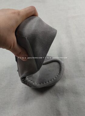 纯原！特价~法式英伦范  优雅气质款柔软羊皮灰色乐福鞋豆豆底鞋