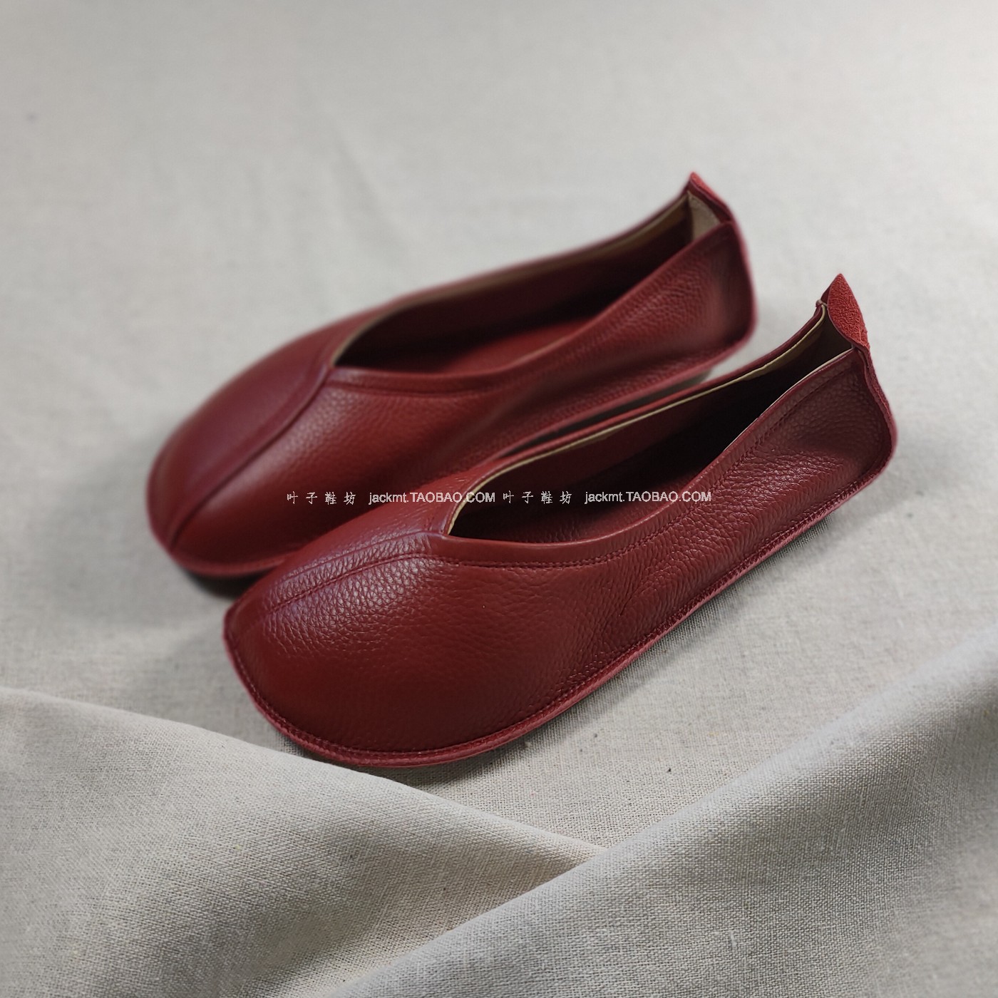 仅1对~纯原！无法取代舒适~复古洋气 大头百搭真皮手工芭蕾鞋42码