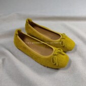 仅1对 洋气显瘦收脚鲜艳黄色平跟真皮芭蕾鞋 纯原 无法取代舒适