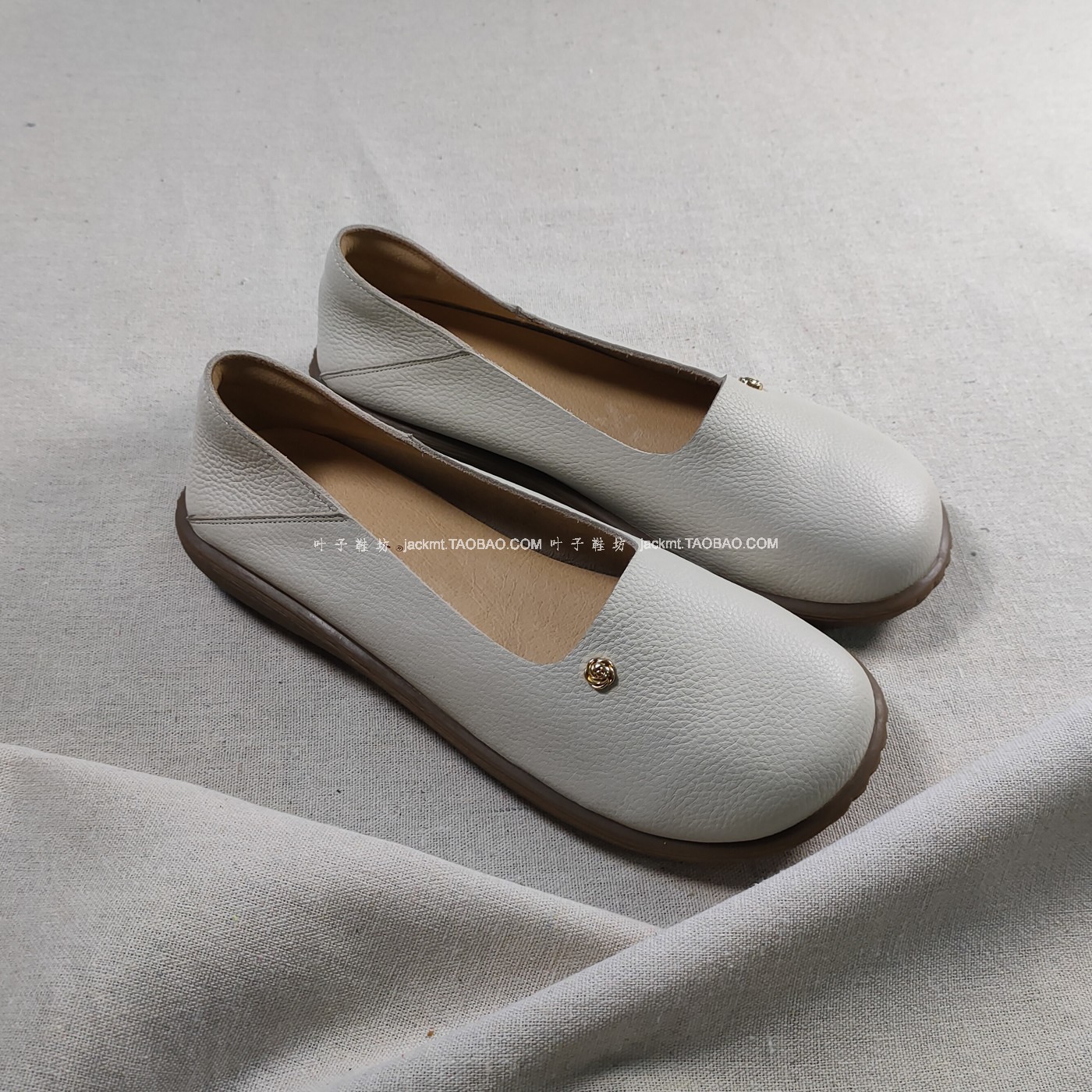 仅1对~纯原！不撞版的美法式英伦范复古米色头层牛皮乐福鞋学院风