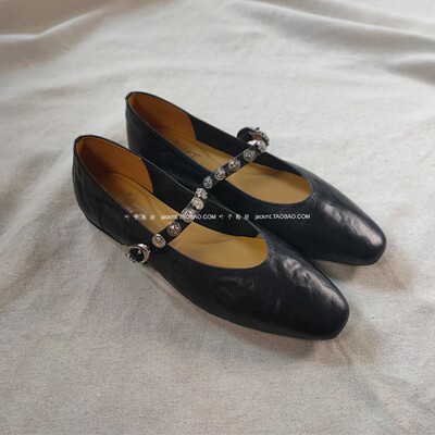 仅5对~纯原！舒适复古风百搭黑色真皮玛丽珍洋气公主鞋减龄女平跟