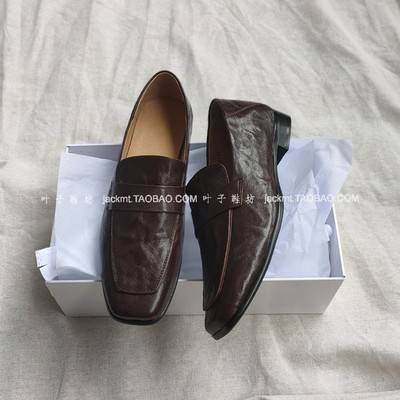 乐福鞋粗跟鞋羊皮鞋复古新款