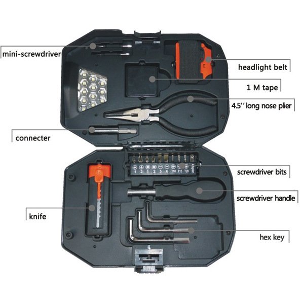 日本进口牧田22件套LED手电筒工具，带灯工具套装 DK-101