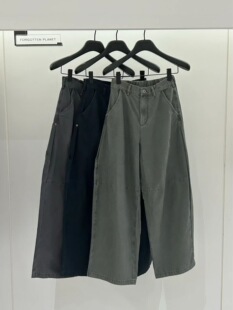 休闲裤 FP高品 梨型身材阔腿裤 洗旧弯刀裤 后腰弹力 上身舒适轻松