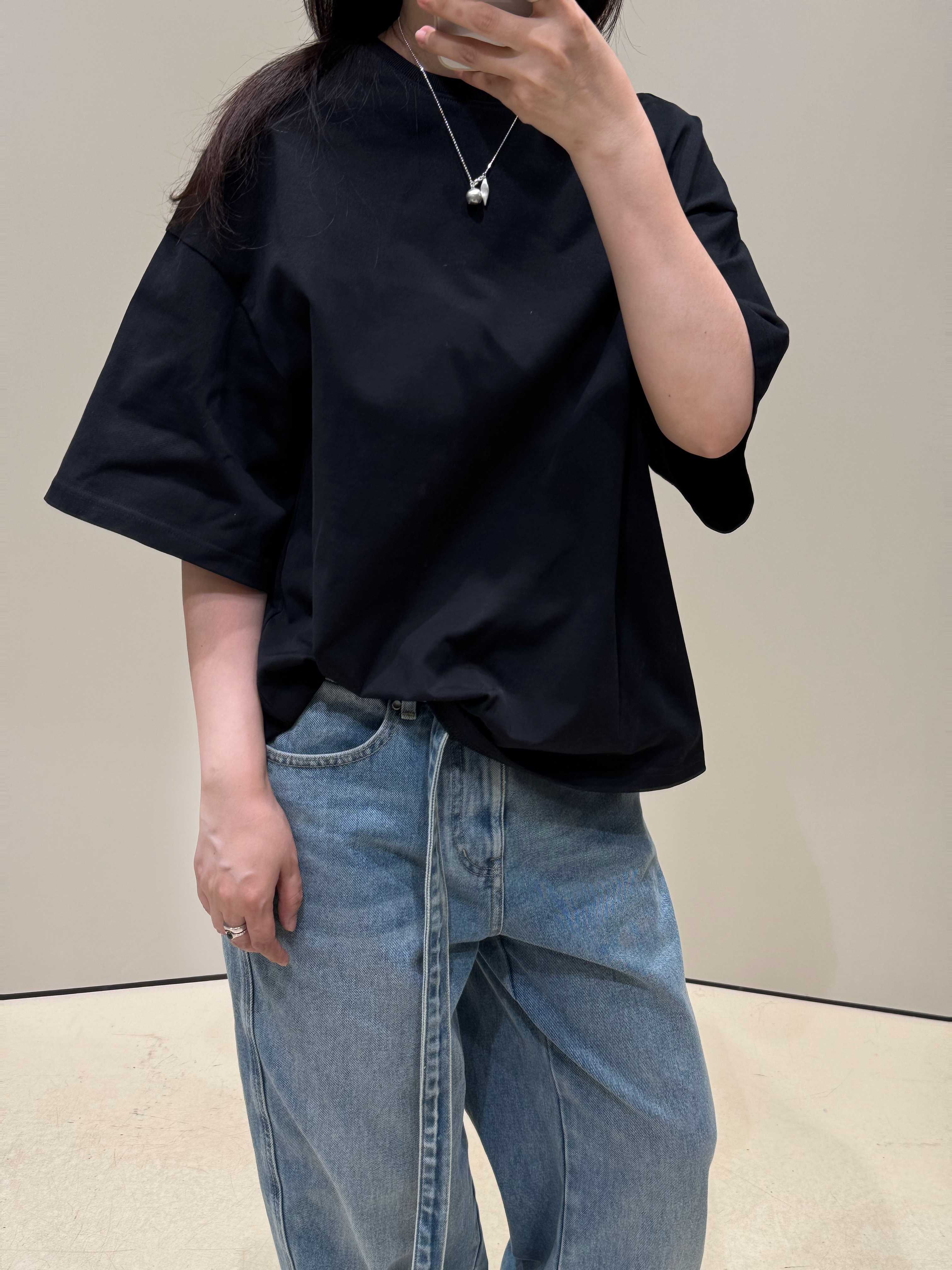 极简设计师系列 宽H版 躲肉肉大宽袖 落肩tee短袖女 五分袖T恤