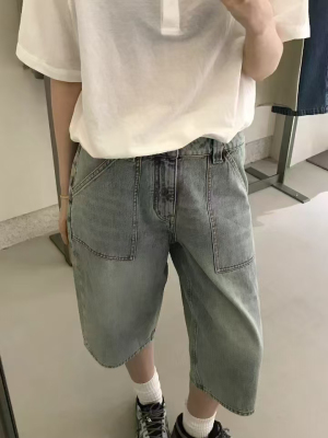 FP高品  高版本 复古做旧 夏日经典 工装五分 七分牛仔中裤百搭