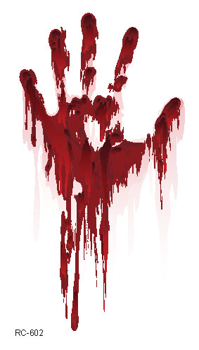 满10元包邮万圣节恶作剧恐怖妆容贴纸滴血手掌印防水纹身贴纸男女