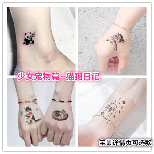包邮20张 喵星人少女可爱猫狗熊猫兔子狐狸 防水纹身贴纸儿童男女
