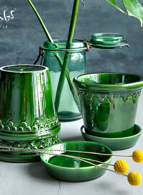 Bergs Potter 哥本哈根釉面 宝格仕 丹麦设计北欧绿植花盆