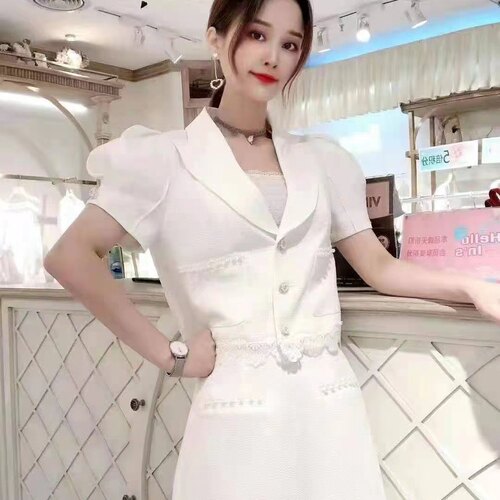 映氏ins女装421266240小香风短袖外套半裙套装可换尺码