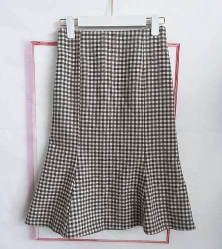 映氏ins女装国内代购2019冬419446728格纹鱼尾裙半身裙899