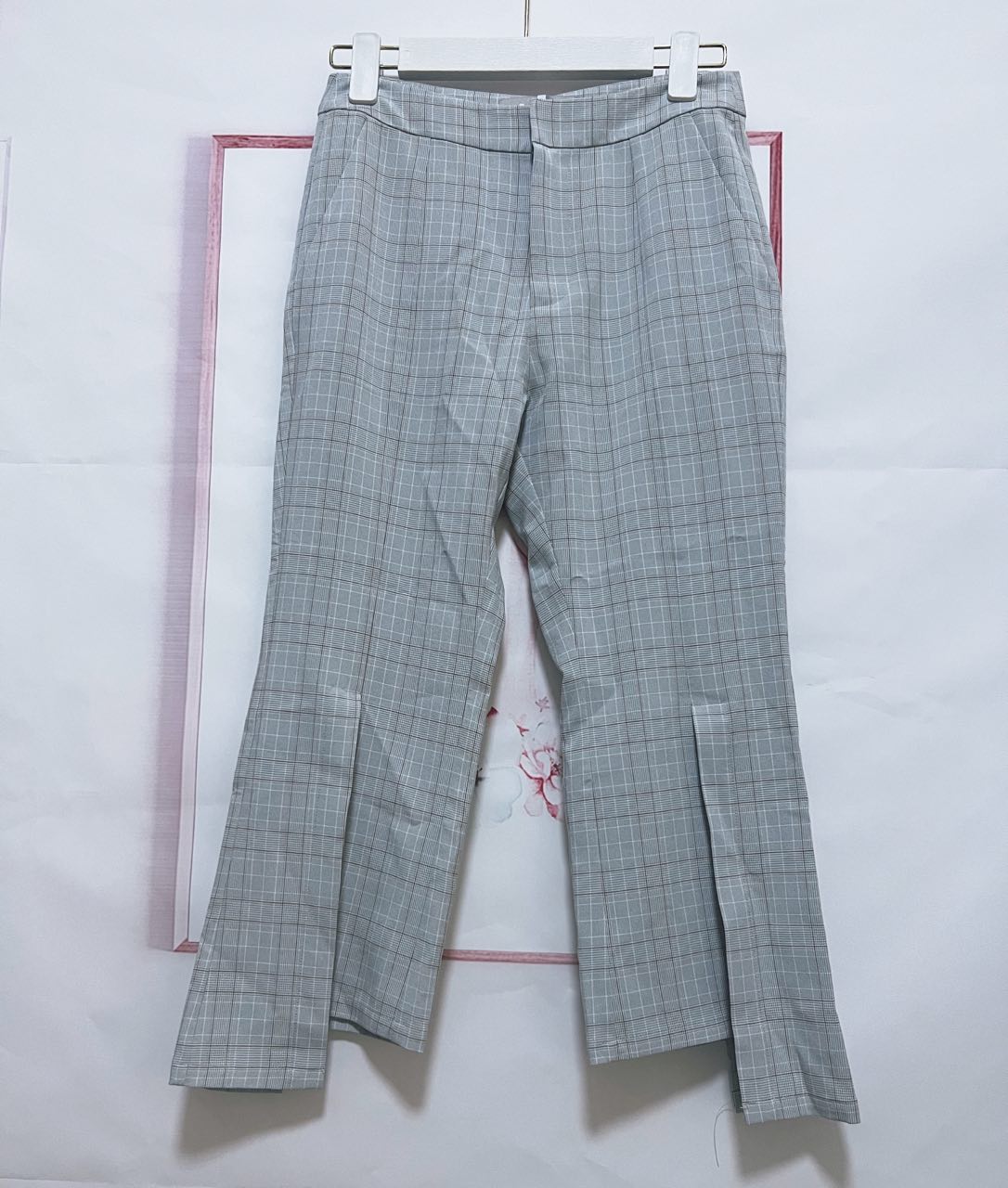 anyspoor女装专柜国内代购2019春819130429格纹休闲西装九分裤