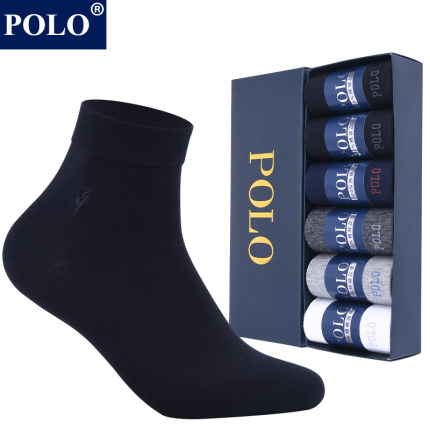 polo袜子男纯棉商务袜夏季薄款透气吸汗防臭纯色皮鞋中筒袜礼盒装