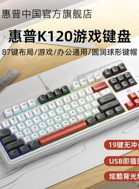 HP惠普键盘有线游戏机械手感男女生高颜值办公迷你电脑87键笔记本