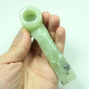 新品玉石烟锅岫玉烟斗老式烟袋锅短款玉烟嘴旱烟锅非过滤