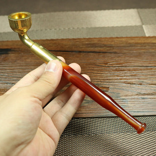 新品玛瑙烟斗玉石旱烟锅老式烟袋锅铜锅烟嘴烟具可拆卸清洗大锅
