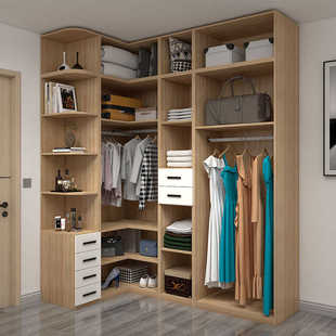 热销L型转角衣柜90度现代极简风衣帽间家用卧室组合收纳柜子轻奢