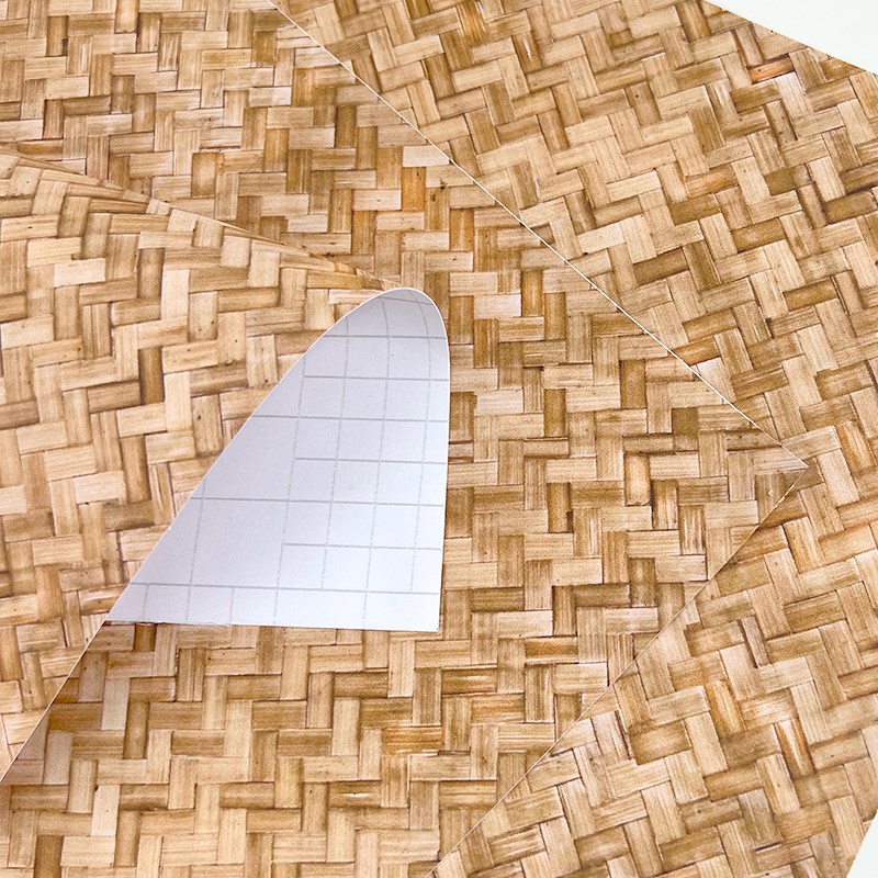 热销复古竹编藤编橱柜衣柜门玄关柜子翻新贴纸自粘墙纸家具玻璃柜