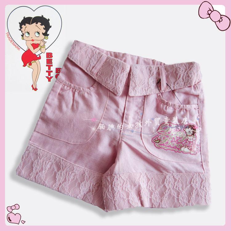 435瑕疵女童装夏装清仓Betty正品宝宝棉麻裤子蕾丝短裤外穿4岁100