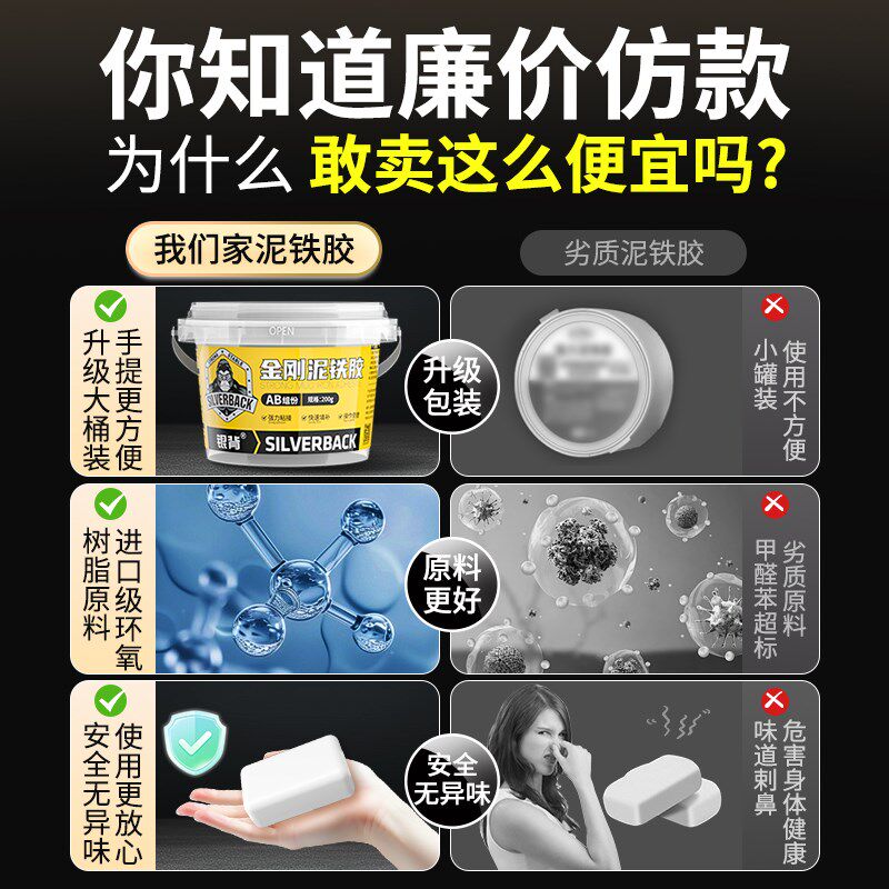 热销摩托车排气管修补胶生锈破损补漏胶粘消音器排气筒补洞胶泥铁
