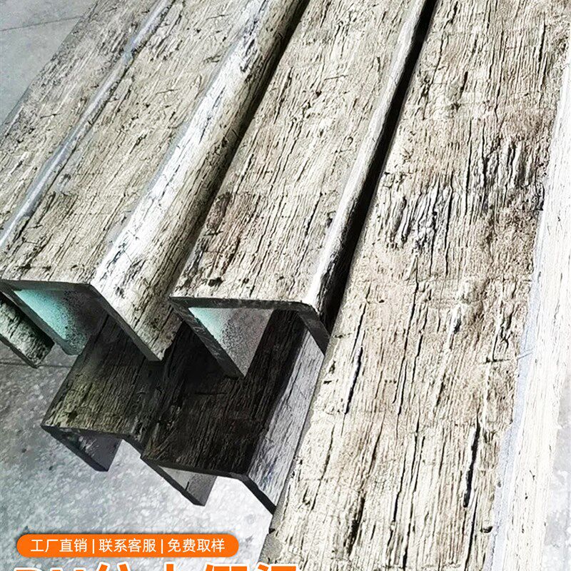 热销PU仿古木梁假木梁老榆木老船木空心仿木纹横梁吊顶装饰仿实木
