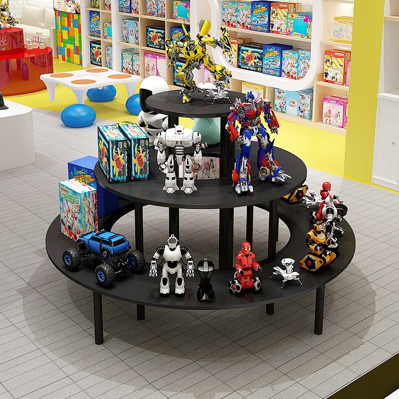 热销中岛展示柜圆形展柜包包鞋化妆品礼品母婴用品展示柜木质展示