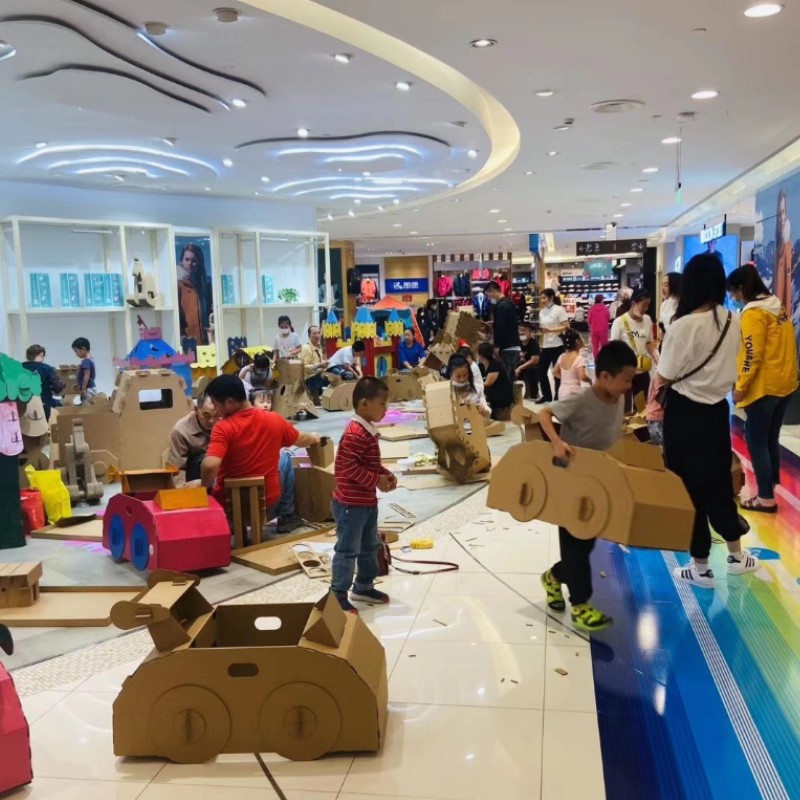 热销幼儿园儿童可穿戴手工纸箱汽车玩具益智工程车交通工具拼装材
