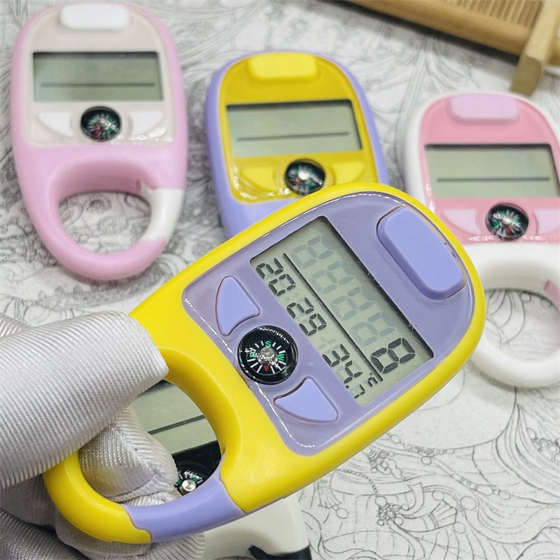 热销计数器电子夜光钥匙扣型家用手按点数显数表时间日期指南针随