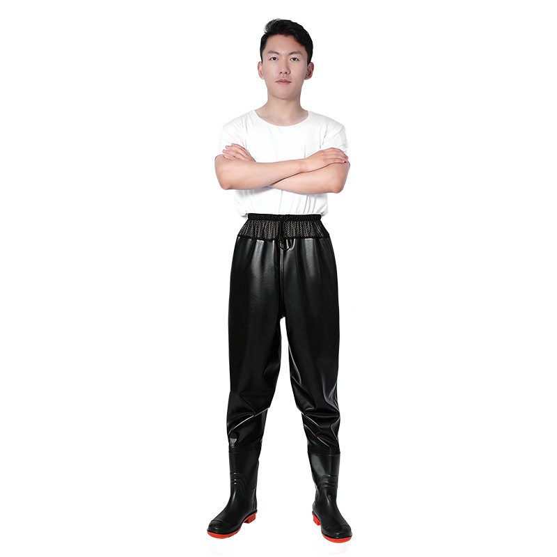 热销下水裤男款半身超轻透气齐腰皮叉裤加厚雨裤半腿裤赶海防水涉
