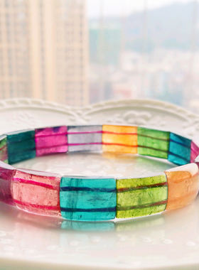 通透天然老坑料西瓜碧玺手镯