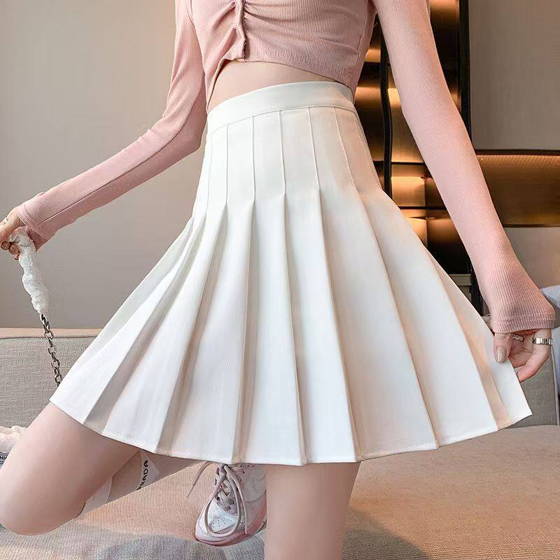 百褶裙女夏季白色短裙日系高腰显瘦2025新款jk格子大码a字半身裙