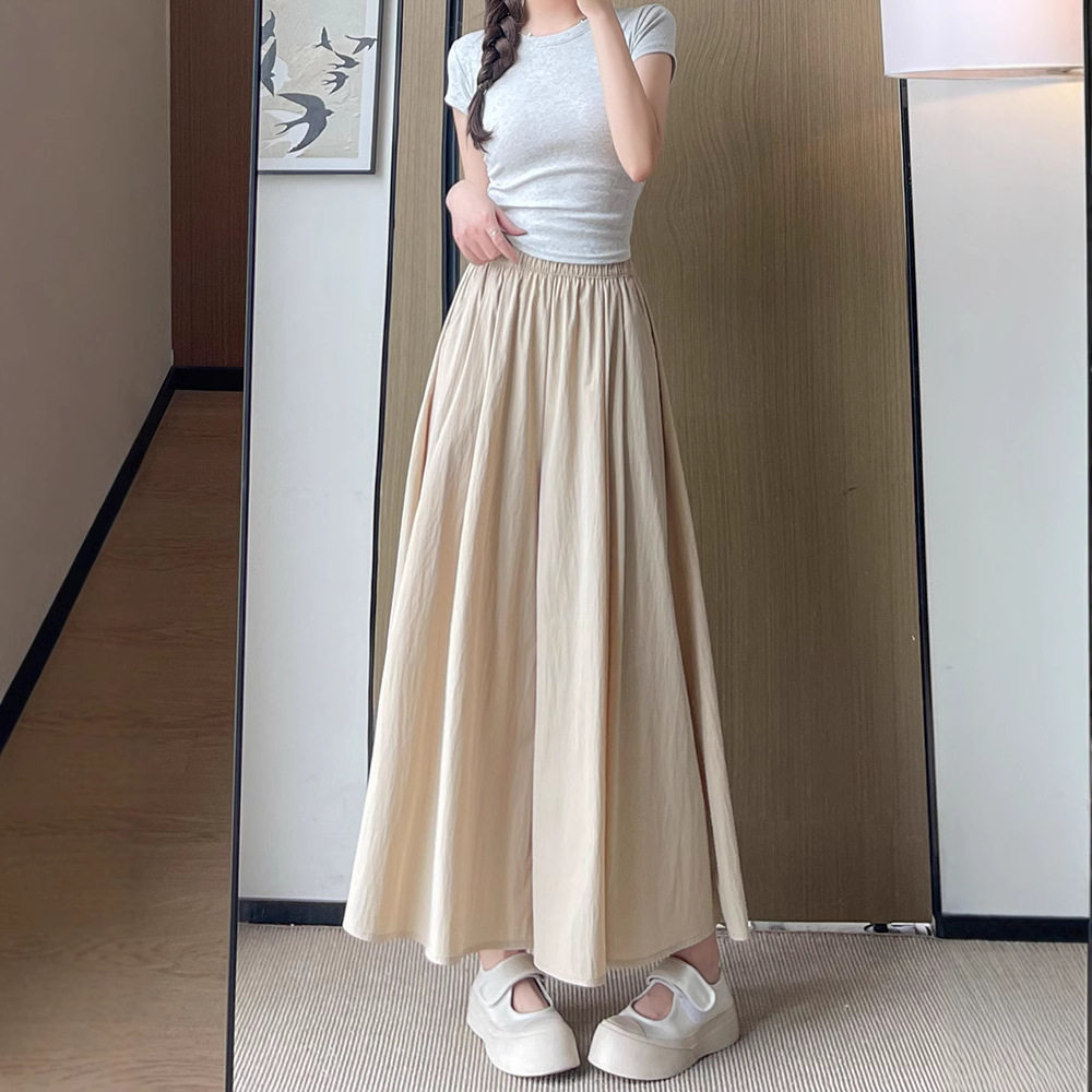 2026高端杏色山本裙裤女夏高腰显瘦a字长裙休闲小个子慵懒阔腿裤