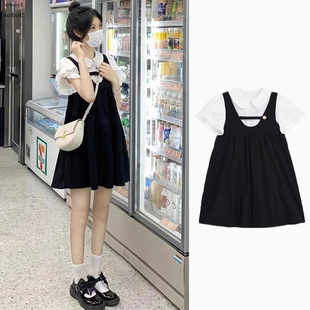 夏装搭配一整套多巴胺小个子初恋清纯奶乖娃娃领衬衫连衣裙两件套