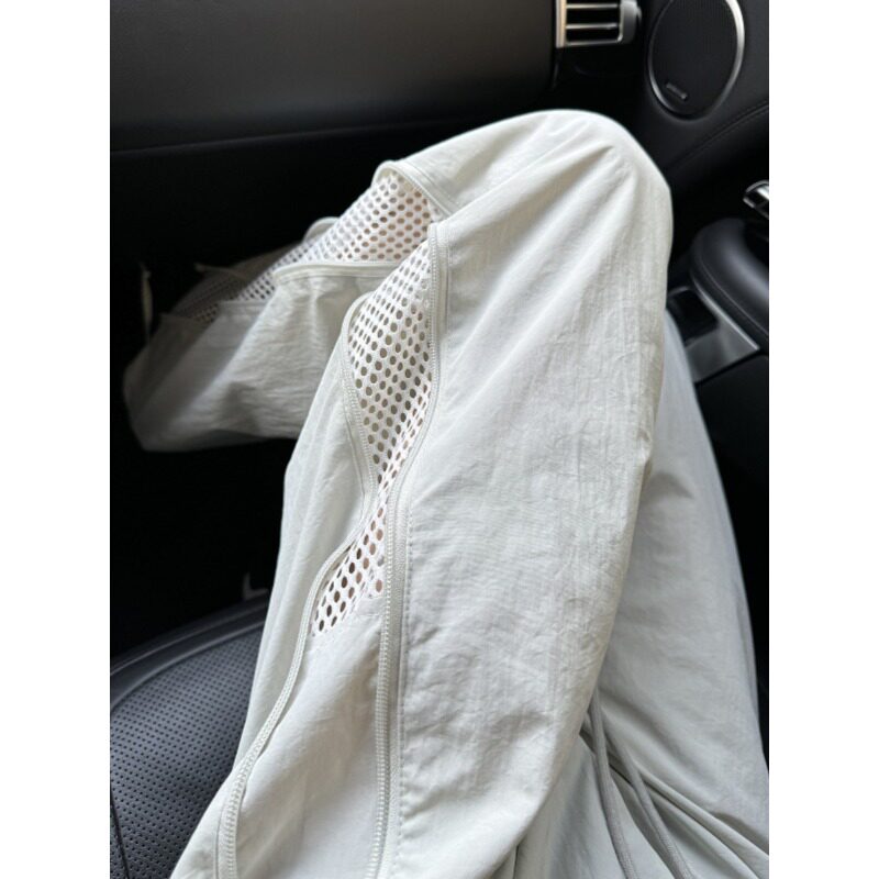 网眼冰丝速干裤子男夏季薄款侧边拉链工装裤户外专业徒步登山裤子