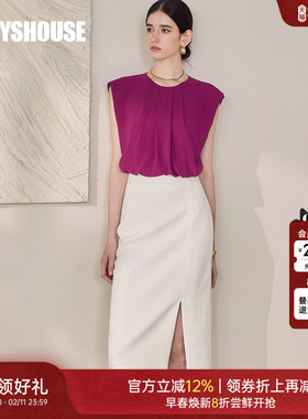 罗衣时尚通勤套装女2025夏季新款气质圆领上衣半身裙两件套12108