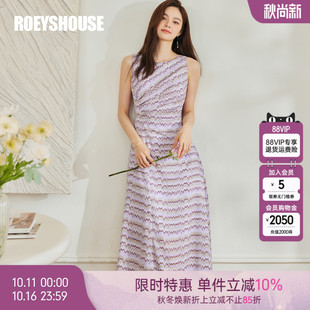 褶皱裙子10546 气质无袖 罗衣优雅淑女花色大摆连衣裙2025夏季 新款