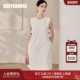 简约通勤无袖 罗衣气质圆领米白色连衣裙2025夏季 新款 直筒裙12294