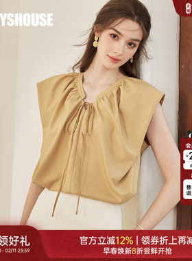 罗衣法式卡其色系带衬衫2025夏季新款气质宽松衬衣短袖上衣10680