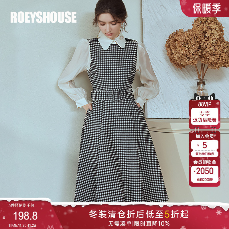 罗衣复古无袖毛呢连衣裙