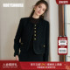 罗衣优雅小香风粗花呢黑色短外套女春高级职场OL风圆领上衣11232