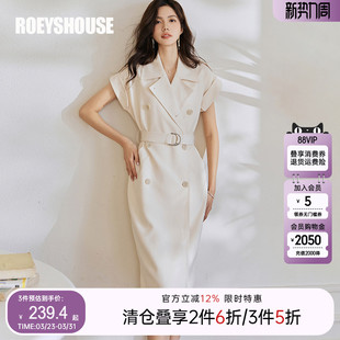 知性职业OL中长裙子08416 新款 罗衣气质系带西装 连衣裙女2025夏装