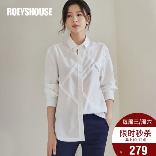 罗衣知性POLO领衬衫气质白色