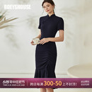 新款 优雅鱼尾裙08611 修身 中国风连衣裙女2024夏装 罗衣复古新中式